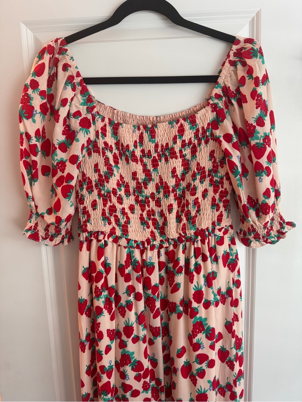 Betsey Johnson Maxi Dress with Red Strawberry Print - Picture 6 of 7